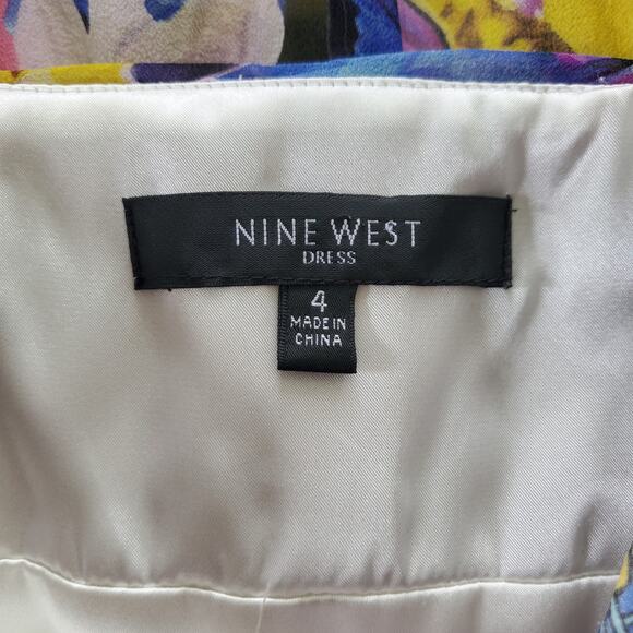 Nine West Women's Sleeveless Floral Pleated Dress Size 4 - Picture 6 of 7